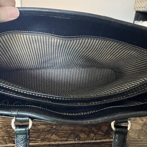 Brighton for Business Black Multi Pocket Canvas and Leather Laptop Tote Bag - Picture 4 of 8